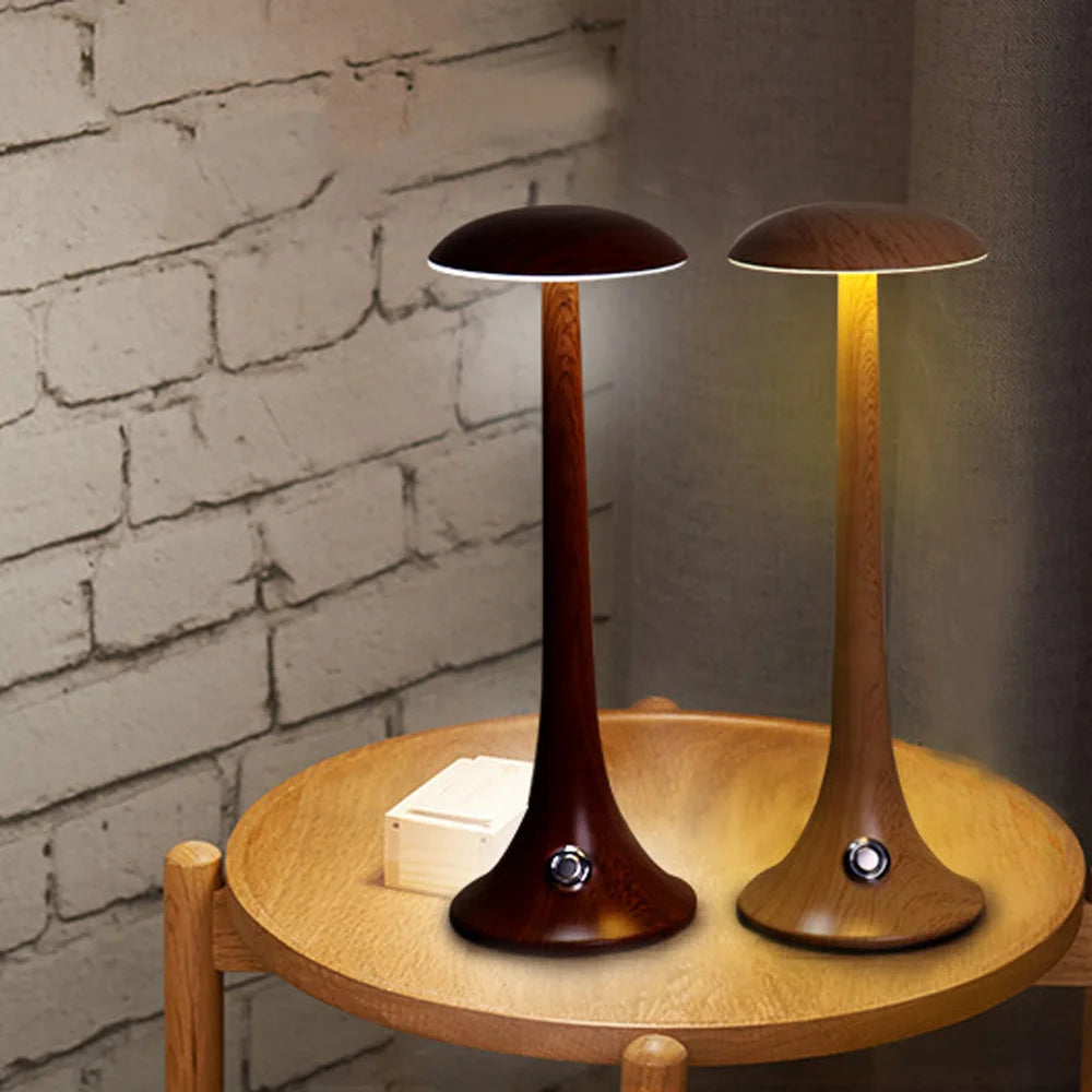 Wooden Style Rechargeable Table Lamp