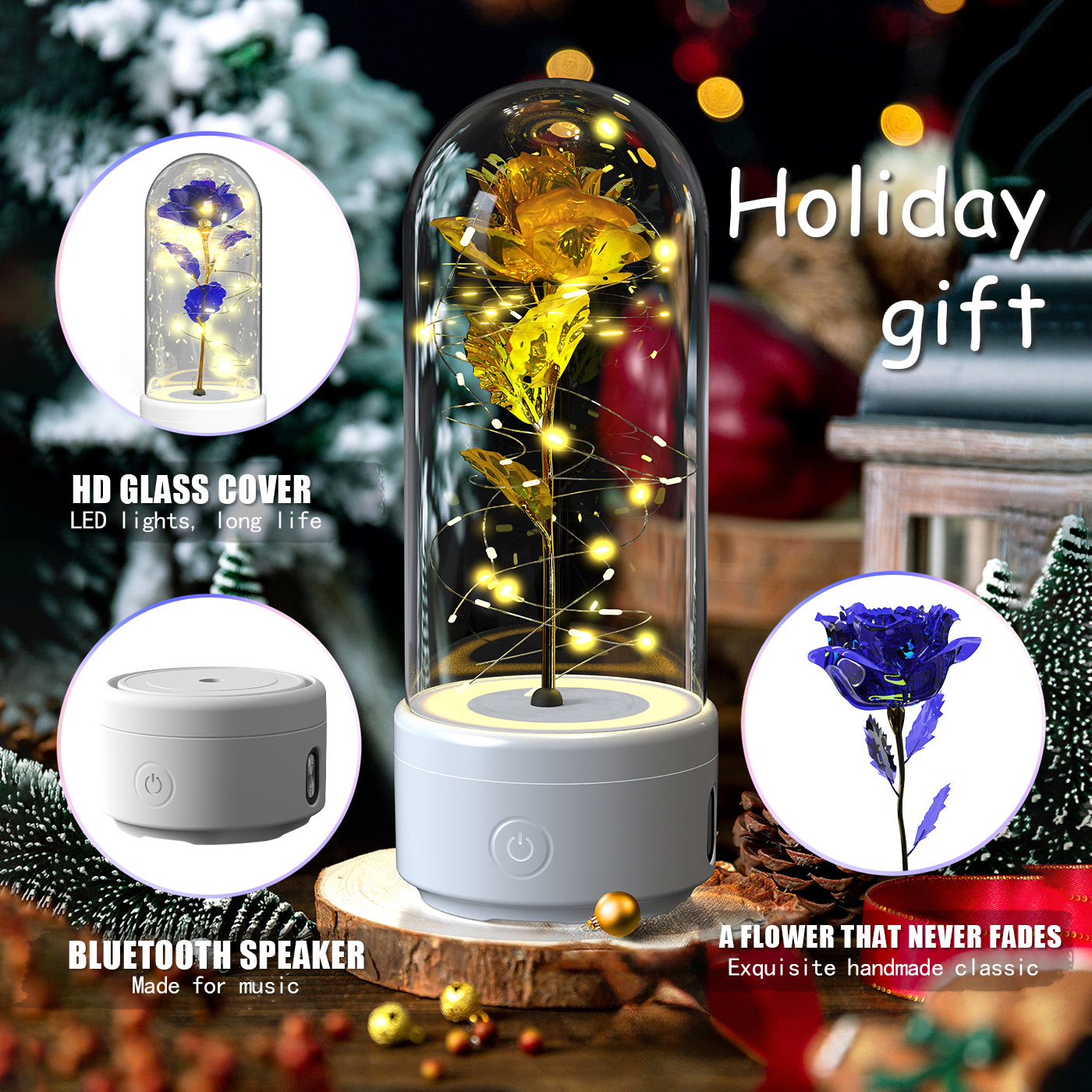 🌹 2-in-1 Rose LED Light & Bluetooth Speaker